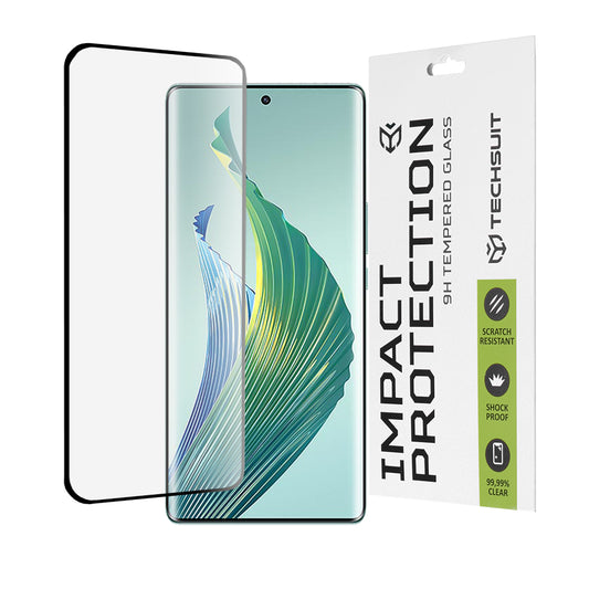 Protector de pantalla Techsuit para Honor Magic5 Lite, vidrio templado, adhesivo completo, 111D, negro
