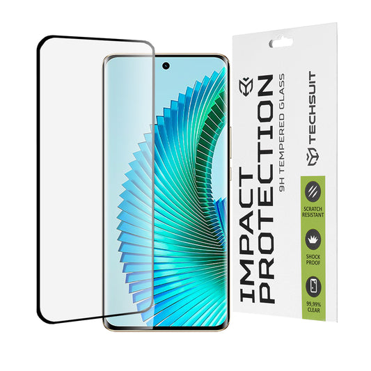 Protector de pantalla Techsuit para Honor Magic6 Lite, vidrio templado, adhesivo completo, 111D, negro