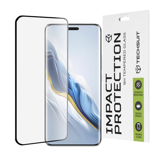 Protector de pantalla Techsuit para Honor Magic6 Pro, vidrio templado, adhesivo completo, 111D, negro
