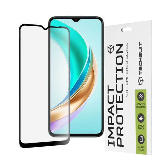 Protector de pantalla Techsuit para Honor X6b, vidrio templado, adhesivo completo, 111D, negro
