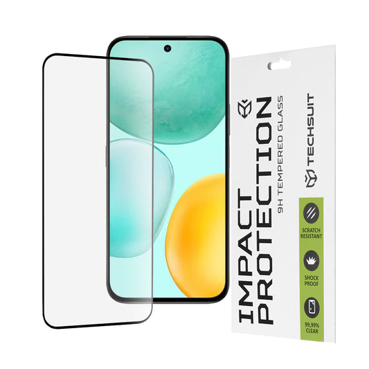 Protector de pantalla Techsuit para Honor X6c, vidrio templado, adhesivo completo, 111D, negro
