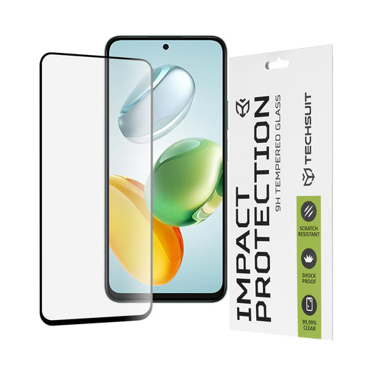Protector de pantalla Techsuit para Honor X7c / 200 Smart, vidrio templado, adhesivo completo, 111D, negro