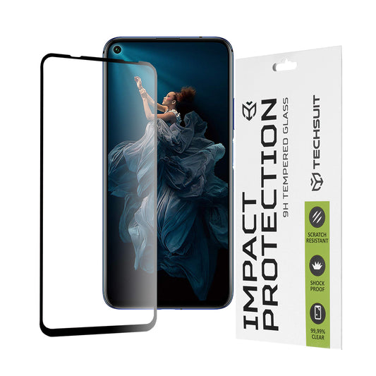 Protector de pantalla Techsuit para Huawei Mate 30 Lite / nova 5T / Honor 20 / 20 Pro, vidrio templado, adhesivo completo, 111D, negro