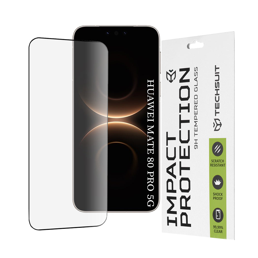 Protector de pantalla Techsuit para Huawei Mate 80 Pro, Cristal Templado, Full Glue, 111D, Negro