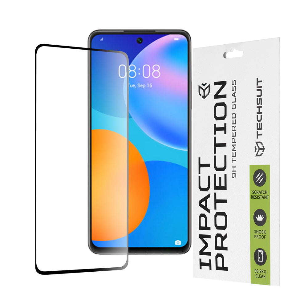 Protector de pantalla Techsuit para Huawei P smart 2021, Vidrio templado, Full Glue, 111D, Negro