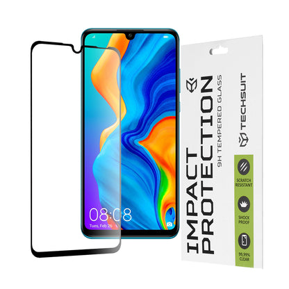 Protector de pantalla Techsuit para Huawei P30 lite New Edition / P30 lite, Vidrio templado, Full Glue, 111D, Negro
