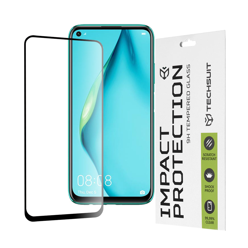 Protector de pantalla Techsuit para Huawei P40 lite 4G / P20 lite (2019), Vidrio templado, Full Glue, 111D, Negro