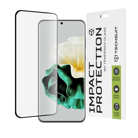 Protector de pantalla Techsuit para Huawei P60, vidrio templado, adhesivo completo, 111D, negro