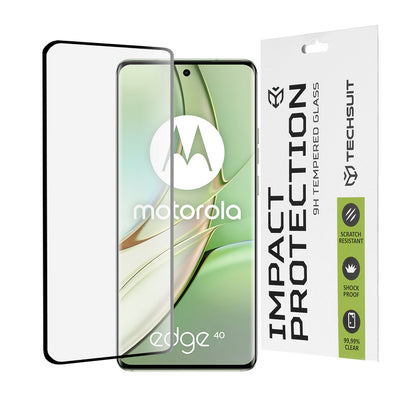 Protector de pantalla Techsuit para Motorola Edge (2023) / Edge 40, vidrio templado, adhesivo completo, 111D, negro