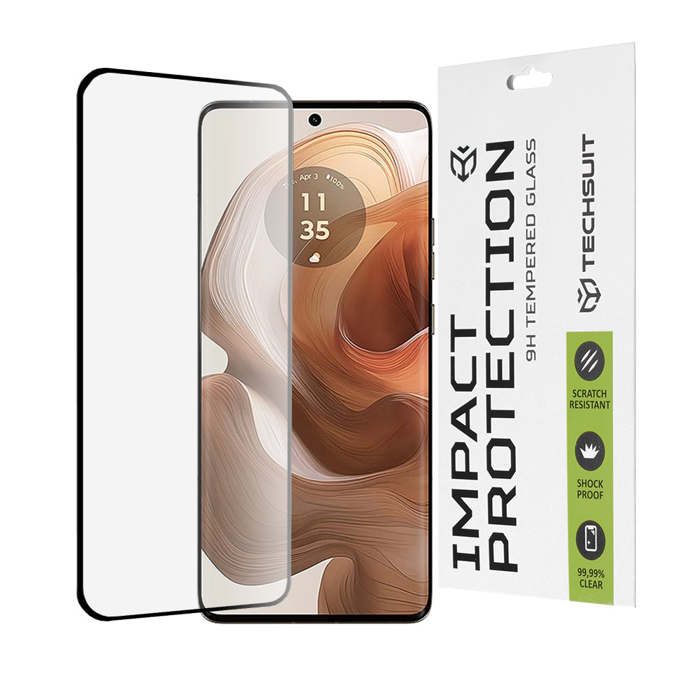 Protector de pantalla Techsuit para Motorola Edge 50 Ultra, vidrio templado, adhesivo completo, 111D, negro