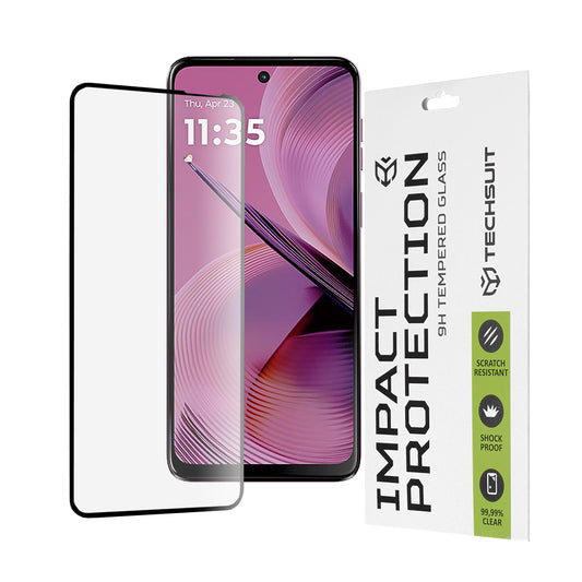 Protector de pantalla Techsuit para Motorola Moto G55, vidrio templado, adhesivo completo, 111D, negro