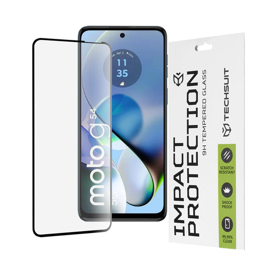 Protector de pantalla Techsuit para Motorola Moto G64 / G54 Power Edition / G14 / G54, Vidrio templado, Full Glue, 111D, Negro