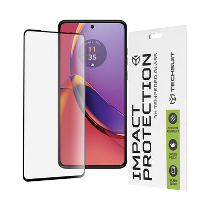 Techsuit Screen Protector Film for Motorola Moto G84, Tempered Glass, Full Glue, 111D, Black