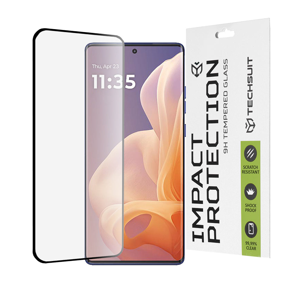 Protector de pantalla Techsuit para Motorola Moto G85, vidrio templado, adhesivo completo, 111D, negro