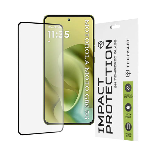 Protector de pantalla Techsuit para Motorola Moto G86, vidrio templado, adhesivo completo, 111D, negro