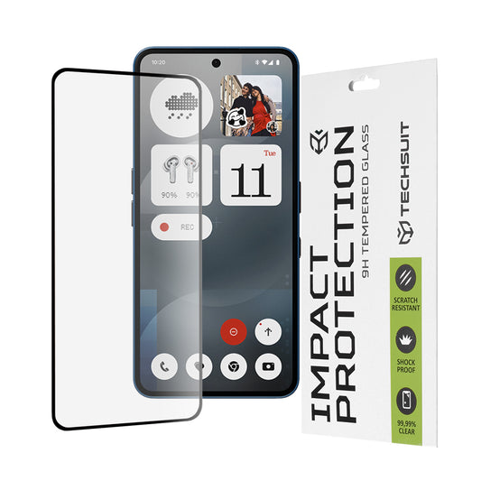 Protector de pantalla Techsuit para Nothing Phone (3a) / Phone (3a) Pro, vidrio templado, adhesivo completo, 111D, negro