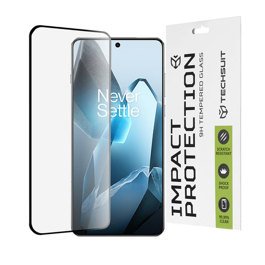 Protector de pantalla Techsuit para OnePlus 13, vidrio templado, adhesivo completo, 111D, negro