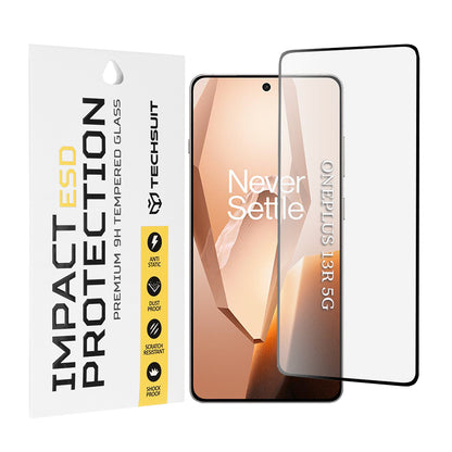 Protector de pantalla Techsuit para OnePlus 13R, vidrio templado, adhesivo completo, negro