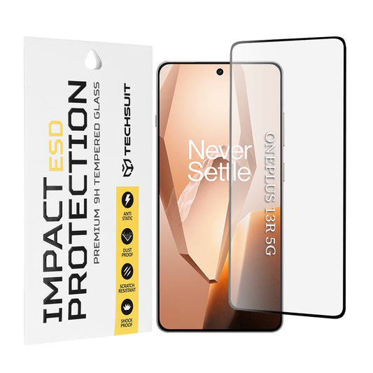 Protector de pantalla Techsuit para OnePlus 13R, vidrio templado, adhesivo completo, negro