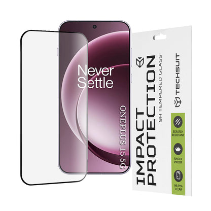 Protector de pantalla Techsuit para OnePlus 15, Cristal Templado, Full Glue, 111D, Negro