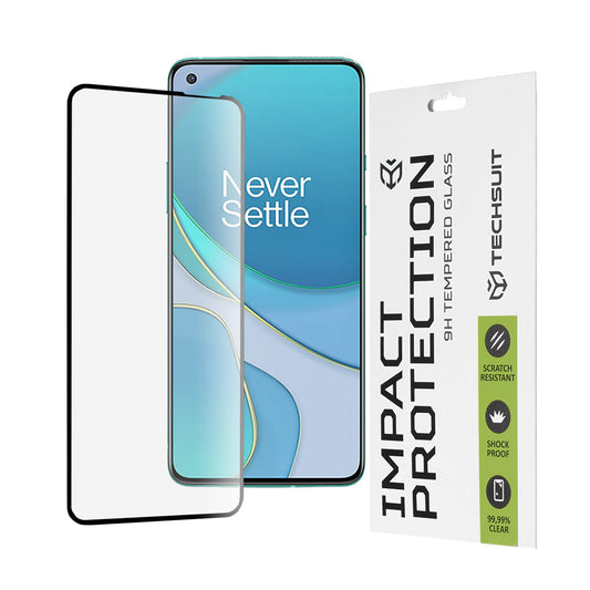 Protector de pantalla Techsuit para OnePlus 8T, vidrio templado, adhesivo completo, 111D, negro