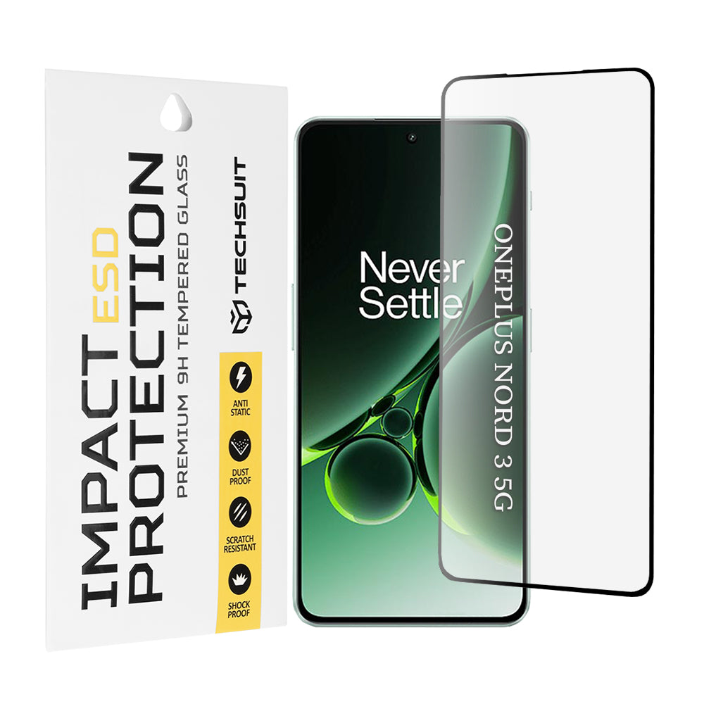 Protector de pantalla Techsuit para OnePlus Nord 3, vidrio templado, adhesivo completo, negro