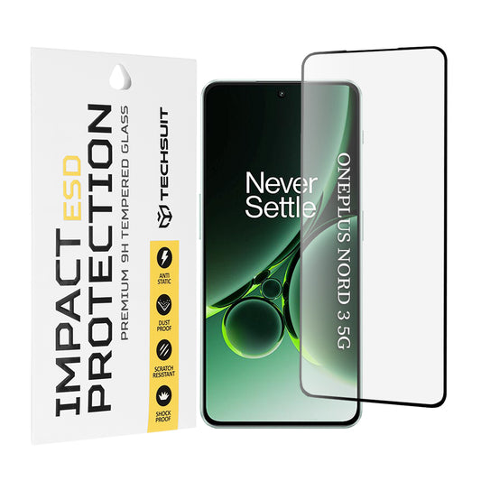 Protector de pantalla Techsuit para OnePlus Nord 3, vidrio templado, adhesivo completo, negro