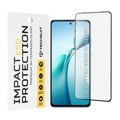 Protector de pantalla Techsuit para OnePlus Nord CE4 Lite, vidrio templado, adhesivo completo, negro