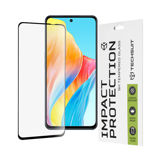 Protector de pantalla Techsuit para OnePlus Nord N30 SE / Oppo A79 / A98 / A58 4G, Vidrio templado, Full Glue, 111D, Negro