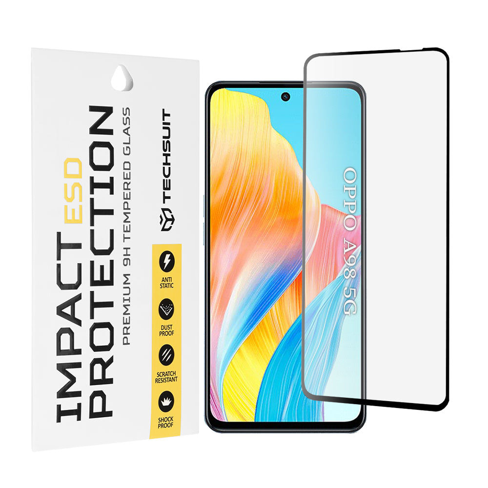 Protector de pantalla Techsuit para OnePlus Nord N30 SE / Oppo A79 / A98 / A58 4G, vidrio templado, adhesivo completo, negro