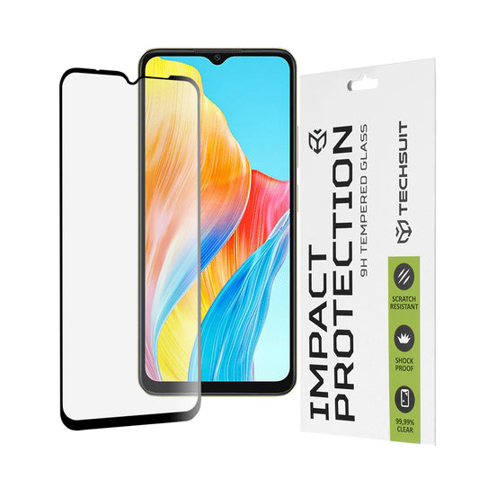 Protector de pantalla Techsuit para Oppo A18 / A38, vidrio templado, adhesivo completo, 111D, negro