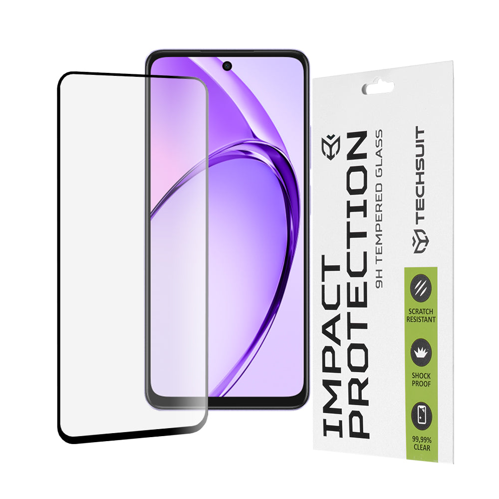 Protector de pantalla Techsuit para Oppo A3 4G / A3 5G, vidrio templado, adhesivo completo, 111D, negro