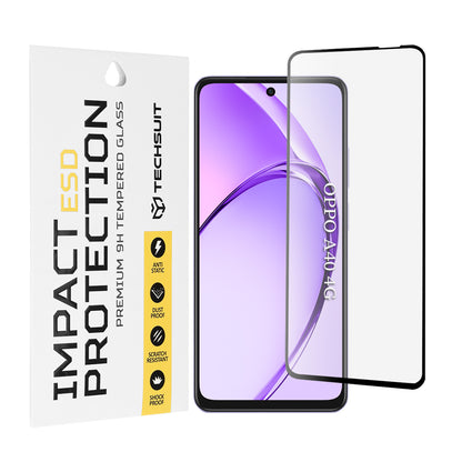 Protector de pantalla Techsuit para Oppo A3 4G / A3 5G, Vidrio Templado, Pegamento Completo, Negro