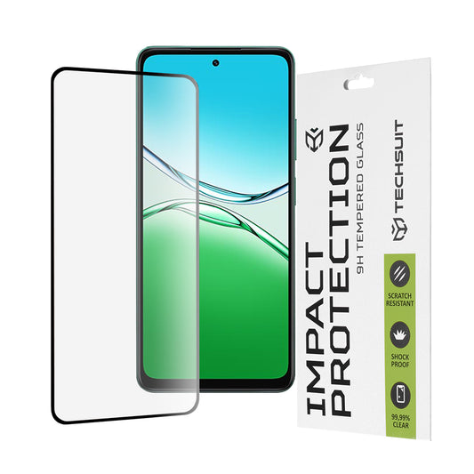 Protector de pantalla Techsuit para Oppo A5 4G, vidrio templado, adhesivo completo, 111D, negro