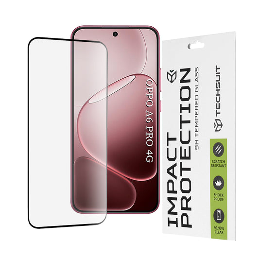 Protector de pantalla Techsuit para Oppo A6 Pro 5G / A6 Pro 4G, Cristal Templado, Full Glue, 111D, Negro