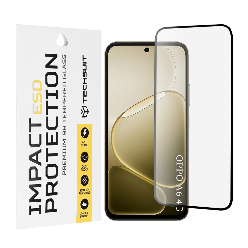 Protector de pantalla Techsuit para Oppo A6x 4G / A6x / A6 4G, Cristal Templado, Full Glue, Negro
