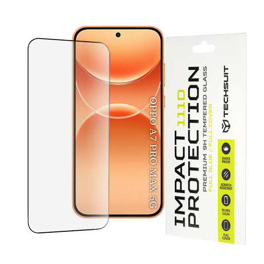 Protector de pantalla Techsuit para Oppo A7 Pro Max, vidrio templado, adhesivo completo, 111D, negro