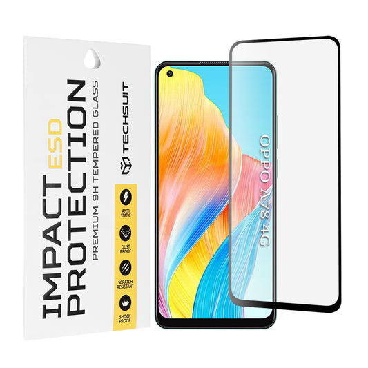 Protector de pantalla Techsuit para Oppo A78 4G, vidrio templado, adhesivo completo, negro