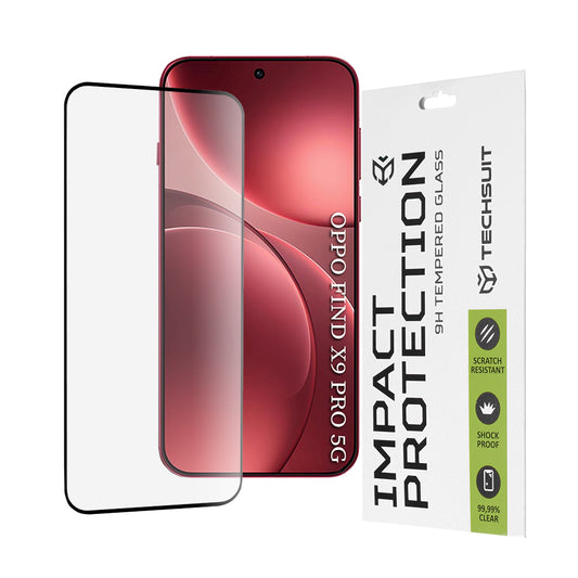 Protector de pantalla Techsuit para Oppo Find X9 Pro, Cristal Templado, Full Glue, 111D, Negro