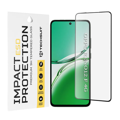 Protector de pantalla Techsuit para Oppo Reno12 FS 5G / Reno12 FS 4G / Reno12 F 4G / Reno12 F, vidrio templado, adhesivo completo, negro