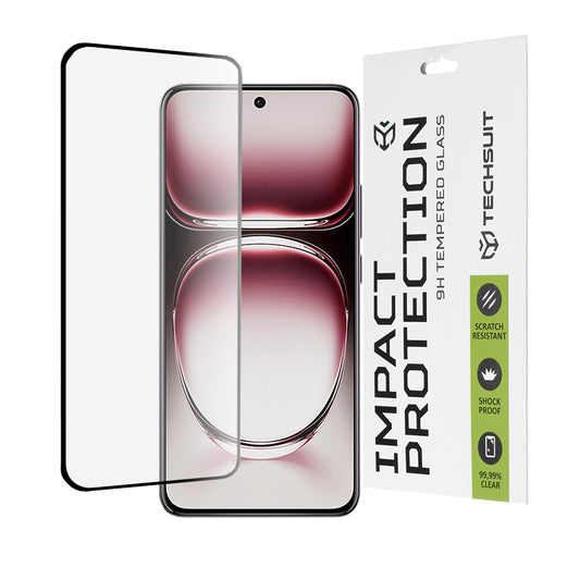 Protector de pantalla Techsuit para Oppo Reno12 Pro, vidrio templado, adhesivo completo, 111D, negro