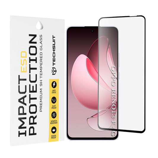 Protector de pantalla Techsuit para Oppo Reno13 FS 5G / Reno13 F 4G / Reno13 F, vidrio templado, adhesivo completo, negro