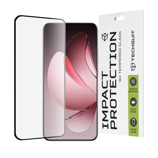 Protector de pantalla Techsuit para Oppo Reno13 Pro, vidrio templado, adhesivo completo, 111D, negro