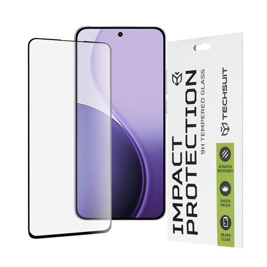 Protector de pantalla Techsuit para Oppo Reno14 F, vidrio templado, adhesivo completo, 111D, negro