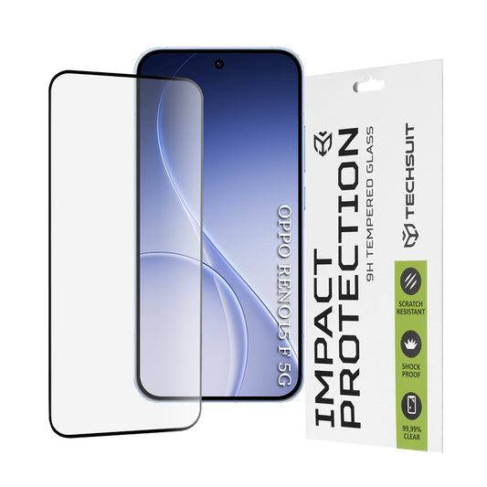 Protector de pantalla Techsuit para Oppo Reno15 FS / Reno15 F, Cristal Templado, Full Glue, 111D, Negro