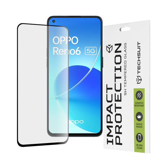 Protector de pantalla Techsuit para Oppo Reno6 5G, vidrio templado, adhesivo completo, 111D, negro