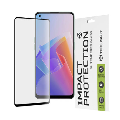 Protector de pantalla Techsuit para Oppo Reno8 Lite / Reno7 / Reno7 Lite / Oneplus Nord N20 5G, Vidrio templado, Full Glue, 111D, Negro