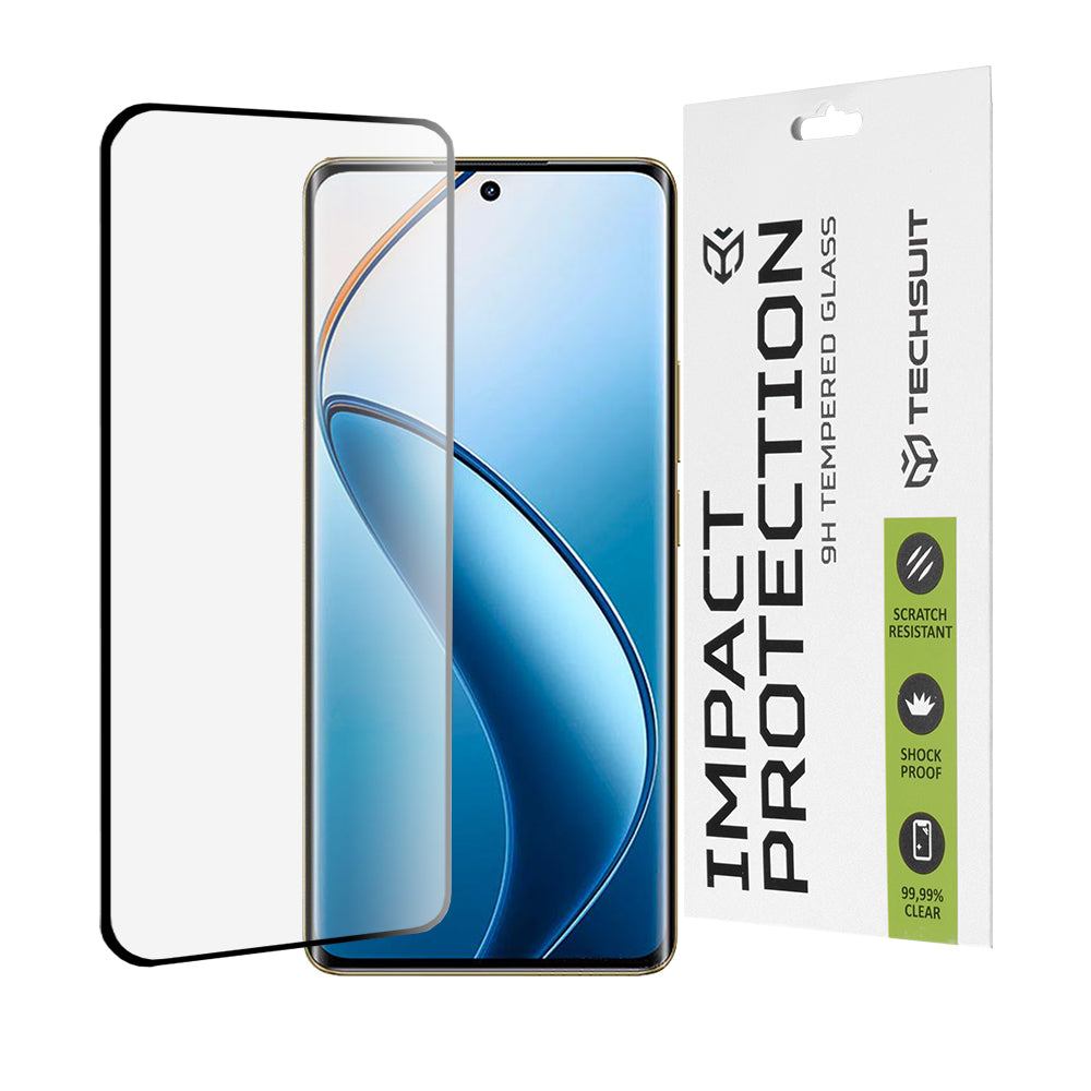Protector de pantalla Techsuit para Realme 12 Pro / 12 Pro+, Vidrio templado, Full Glue, 111D, Negro