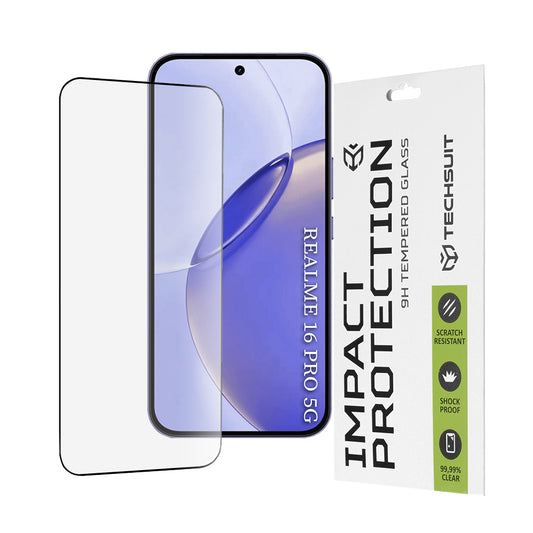 Película protectora de pantalla Techsuit para Realme 16 Pro, Cristal Templado, Full Glue, 111D, Negra