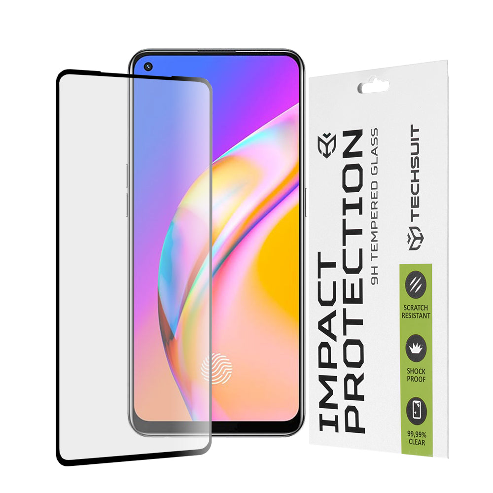 Protector de pantalla Techsuit para Realme 9 / 9 Pro+ / Oppo Find X5 Lite / Reno7 5G / A94, vidrio templado, adhesivo completo, 111D, negro